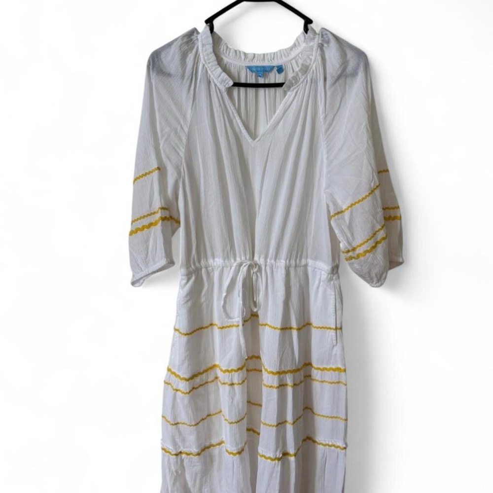 Draper James White Dress with Yellow Accents